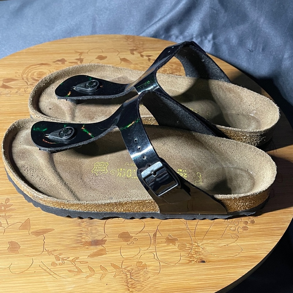 Birkenstock Gizeh Black Patent Women's Sandals size 38